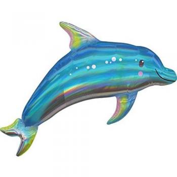 Iridescent Blue Dolphin Folienballon 73 x 68 cm