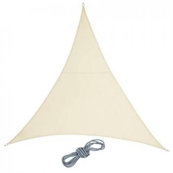 Triangular Sun Shade Sail 3x3m, PES Fabric, UV Protection, Beige