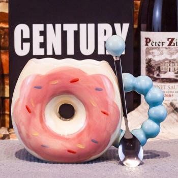Charming Ceramic Doughnut Mug Set with Spoon