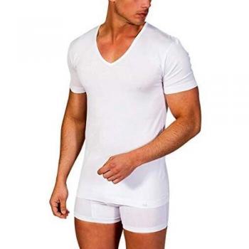 Camiseta Interior ZD Hombre Hilo de Escocia Manga Corta Cuello Pico