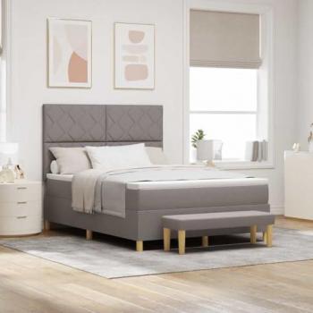 Lit ressort avec matelas intégré taupe 140x190 cm