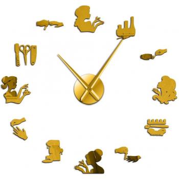 Acrylic Mirror Wall Clock for Beauty Nail Salon