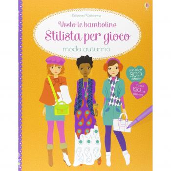 Moda autunno. Vesto le bamboline. Stilista per gioco. Con adesivi