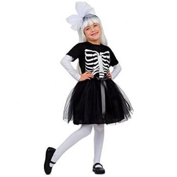 Costume de squelette tutu pour fille - 7/9 ans - noir