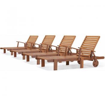 Bain de soleil en bois exotique pliant - Tokyo - Maple - Lot de 4