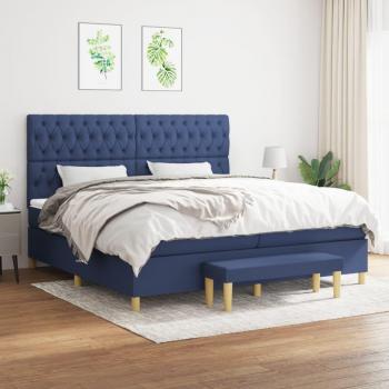 Cama box spring con colchón tela azul 200x200 cm vidaXL