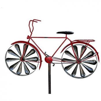 Spina da Giardino Bicicletta in Metallo XL 160 cm Rossa Shabby Carillon del Vento Ruota del Vento Resistente alle Intemperie