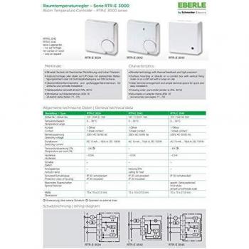Eberle RTR-E 3545 Surface-Mount Heating Thermostat