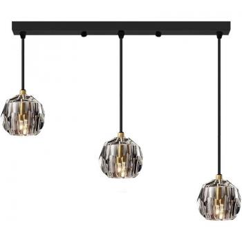 APP587-3CP Crystal Black Pendant Light 3 Points G9