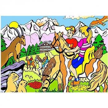 Tableau à colorier en velours Balade en montagne