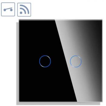 Conmutador Táctil Doble WiFi KOOB Frontal Cristal Negro