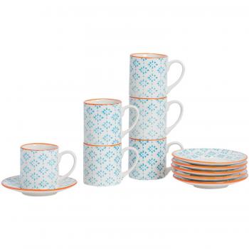 Nicola Spring 65ml Hand-Printed Espresso Cup and Saucer Set