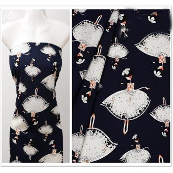 Dancing Girl Satin Print Fabric
