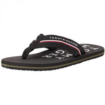 Tommy Hilfiger Zehentrenner Web Beach Sandal FM0FM05340 Schwarz