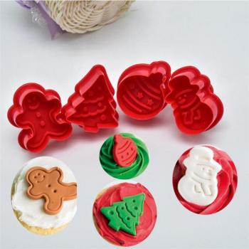 4pcs Christmas Cookie Cutter Mould Set
