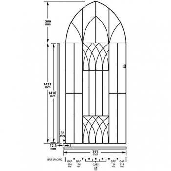 Cannon Gates Abbey Modern Tall Arch Single Gate – 991 × 1988 mm – Black Powder Coated