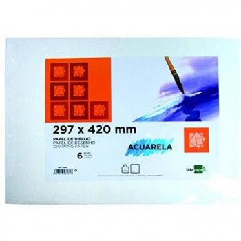 Papel acuarela Liderpapel 297x420mm 300g/m2 pack de 6