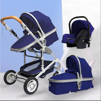 TPFLiving Kombi-Kinderwagen Babyschale Baby Buggy Babywanne 5-Punkt-Sicherheitsgurt Moskitonetz, Getränkehalter Kinderwagen 3 in 1 inkl. großem Zubehörset Blau