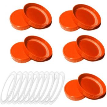 Tapa de tarro con boca regular y anillo de silicona 10 Uds