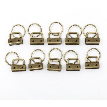 25mm Keychain Split Ring Hardware with Cotton Tail Clip - 10 Pack