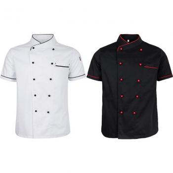 Unisex Chef Jacket Coat for Hotel and Kitchen, Summer Thin Short Sleeve M - 2XL