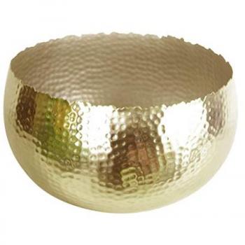 Leaf XL Metal Bowl - 32 x 20cm - Hammered Gold - Curvy Edge