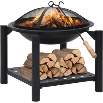 VidaXL Fire Pit with Poker 21.3x21.3x21.7 Steel