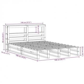 VidaXL Bed Frame without Mattress Wax Brown 140x190 cm Solid Wood Pine