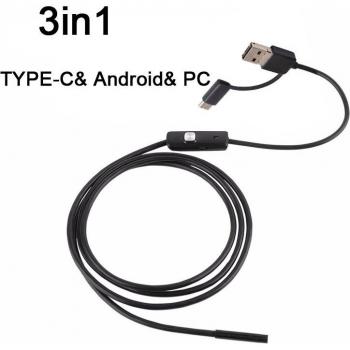 8mm Lens Endoscope with Adjustable LED Lights for Mobile and PC