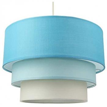 Contemporary Round Triple Tier Cotton Fabric Pendant Light Shade