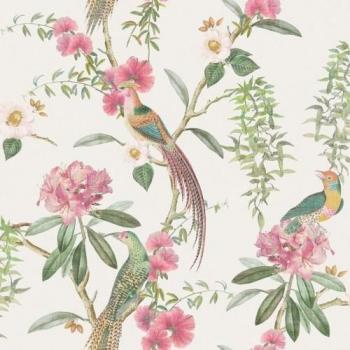 Arthouse Exotische Garten Tapete 10m x 0,5m rosa/grün