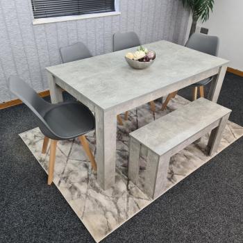 Stone Grey Wood Dining Table and Chair Set