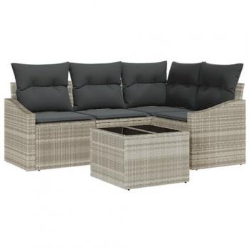 Grey Meadow Outdoor Table Set – 5 Pieces, Cushioned Seating, Storage Included