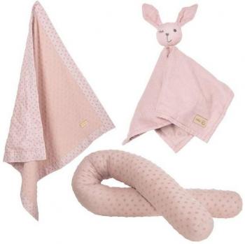Roba Organic Geschenkset 'Lil Planet' rosa/mauve – Bio-Bettschlange, Decke & Schmusetuch