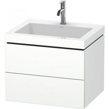 Duravit L-Cube Möbelwaschtisch c-bonded wandhängend, 60x48 cm, 2 Schubkästen, ohne Überlauf, 1 Hahnloch, weiß matt