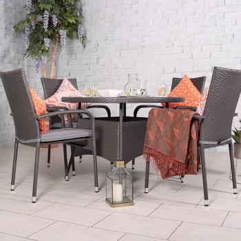 Malaga 5-Piece Round Dining Set - Grey