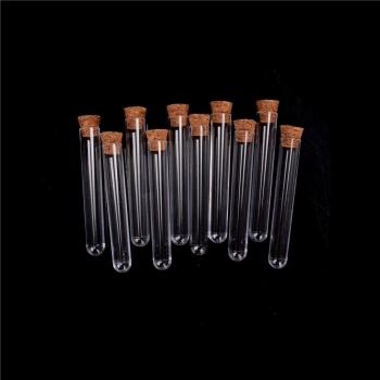 Clear Corked Plastic Test Tubes – 6″ (15 × 100 mm), 20 mL, Pack of 10