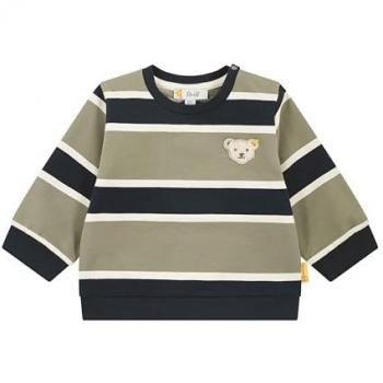 Steiff Sweatshirt Ringel blau khaki mehrfarbig Junge Größe 74