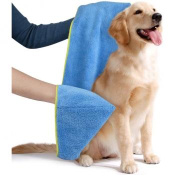 Ultra Absorbent Pet Drying Towel with Hand Pockets - 16x40