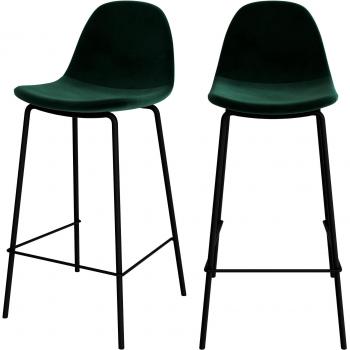 Tabourets de Bar en Velours Vert Foncé - Ensemble de 2