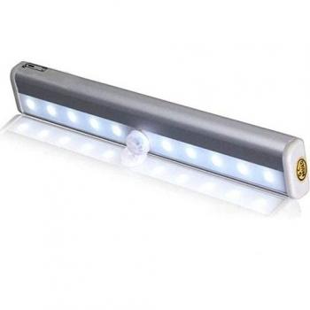 Luz: 10 - LED; Barra de Luz con Tira Magnética Inalámbrica Lámpara Nocturna para Armario/Cajón/Camino (Blanco)
