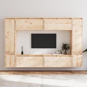 Mueble de Salon 8 piezas madera maciza de pino