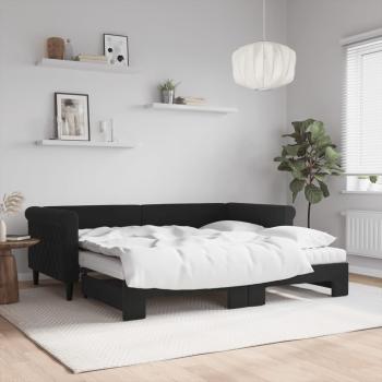 Lit de jour gigogne velours noir 90x190