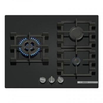 Encimera Bosch PNC6B6K40: Placa de Gas 3 Zonas, Gas Natural, 59 cm, Negro