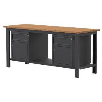 Banco lavoro SOGI X3N123L - 2 m - piano in legno - 2 armadi con anta e cassetto
