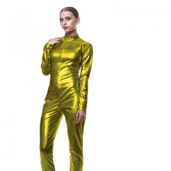Mono metálico dorado con cierre frontal para mujer