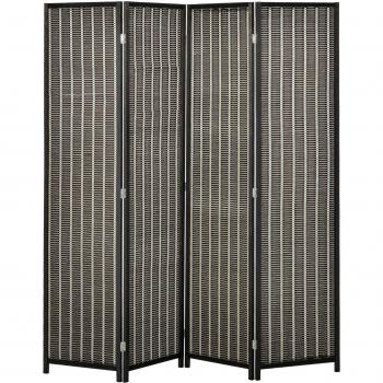HOMCOM - Separé Paravento in Legno e Bambù Pieghevole a 4 Pannelli Alto 180cm Casa