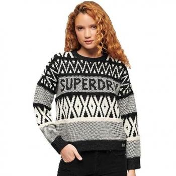Maglione Superdry Branded Pattern Nero / Ecru S