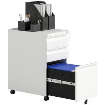 3-Drawer Lockable Steel Filing Cabinet on Wheels