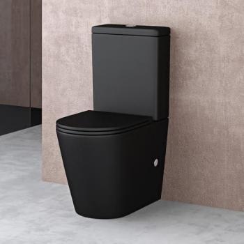 WC Sogood Noir Mat Stand108T – Toilette céramique à pose fixe, réservoir Soft‑Close
